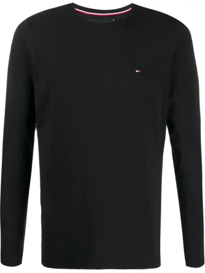 Shop Tommy Hilfiger Long Sleeved Sweatshirt In Black