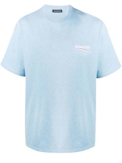 Balenciaga Printed Logo T-shirt In Blue | ModeSens