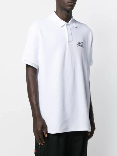 Shop Raf Simons Embroidered Logo Polo Shirt In White