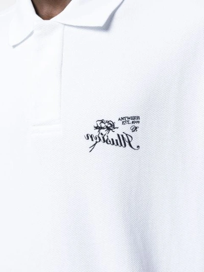 Shop Raf Simons Embroidered Logo Polo Shirt In White