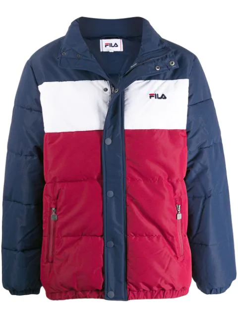 fila padded jacket with buckle fastening and chest logo