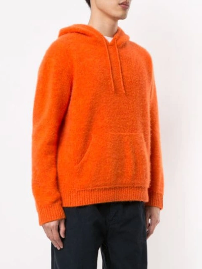 Shop Coohem Knitted Pullover Hoodie In Orange