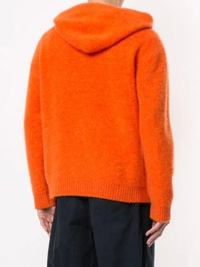Shop Coohem Knitted Pullover Hoodie In Orange