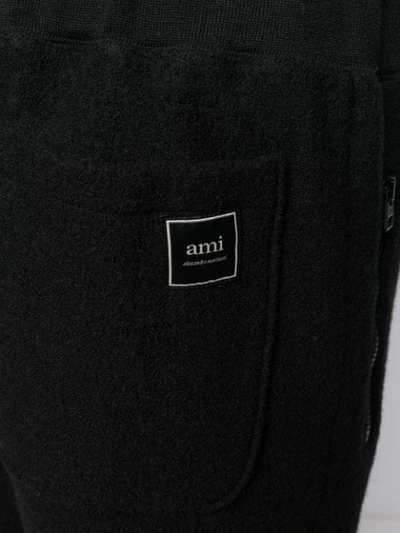Shop Ami Alexandre Mattiussi Boiled Wool Trackpants In Black