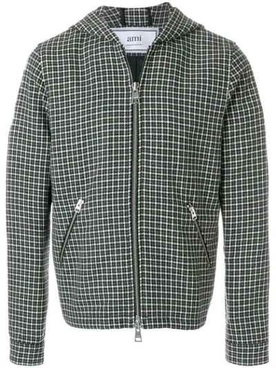 Shop Ami Alexandre Mattiussi Zipped Hooded Jacket In Grey
