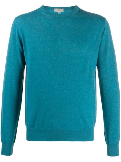 Shop Canali Crew Neck Jumper In Blue