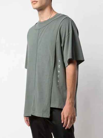 Shop Ambush T-shirt Im Layering-look In Khaki
