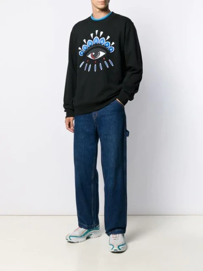 Shop Kenzo Sweatshirt Mit Augen-stickerei - Schwarz In Black