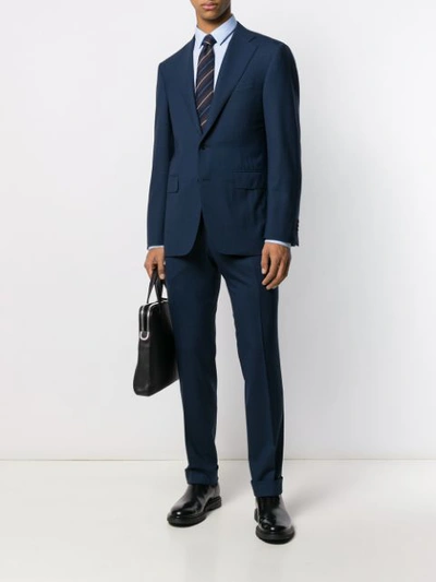 Shop Canali Formal Suit Jacket And Trousers In Blue