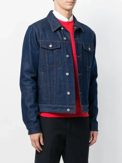 Shop Ami Alexandre Mattiussi Bi Material Denim Jacket In Blue