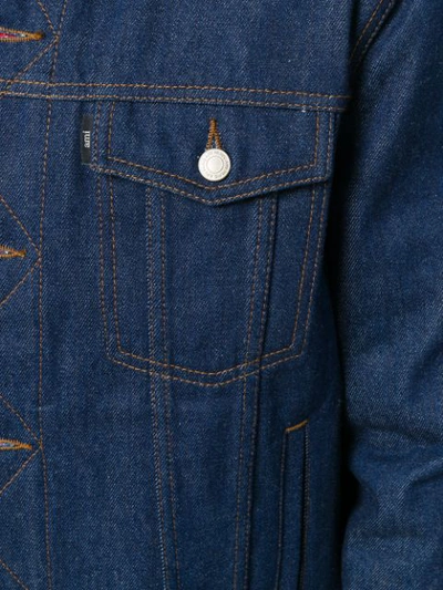 Shop Ami Alexandre Mattiussi Bi Material Denim Jacket In Blue