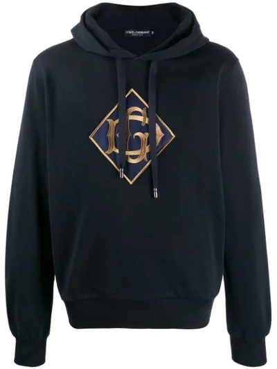 Shop Dolce & Gabbana Dg Logo Hoodie In B0665 Navy
