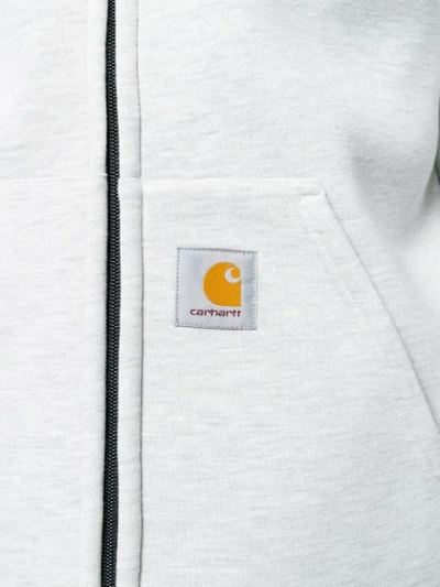 Shop Carhartt Logo Patch Zip Hoodie In Grey