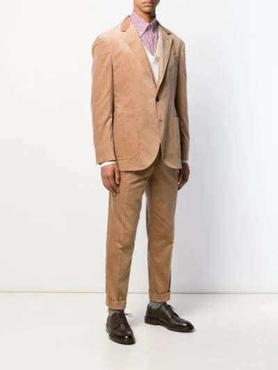 Shop Brunello Cucinelli Two-piece Corduroy Suit - Neutrals