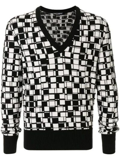 Shop Dolce & Gabbana Geometric Cashmere Pullover In White