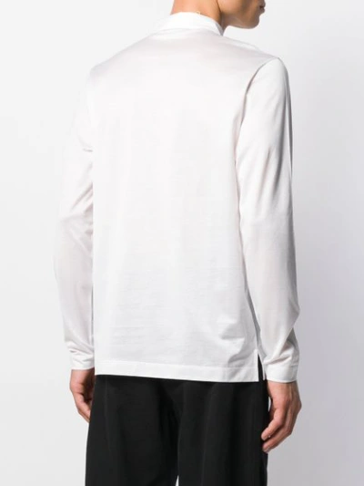Shop Canali Plain Longsleeve Polo Shirt In White