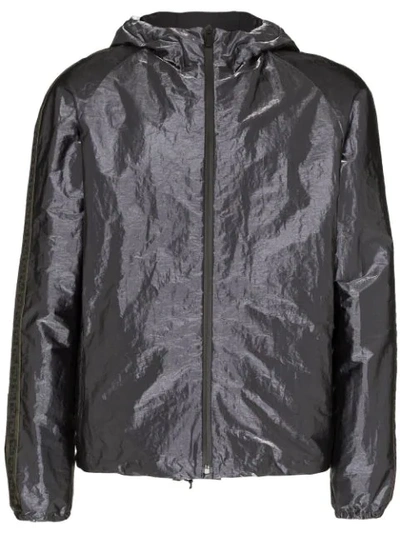 Shop Fendi Ff Logo-appliqued Hooded Jacket In Metallic
