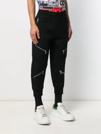Shop Neil Barrett Multi-zip Cropped Track Trousers In Black