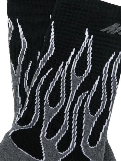 Shop Msgm Flame Knit Sports Socks In Grey