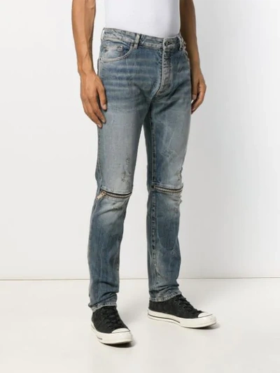 Shop Palm Angels Zipper Details Straight Jeans In Blue