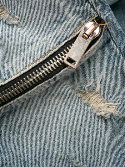Shop Palm Angels Zipper Details Straight Jeans In Blue