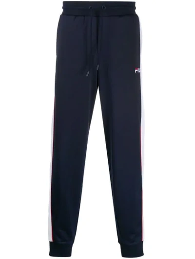 Shop Fila Logo Drawstring Trousers In Blue