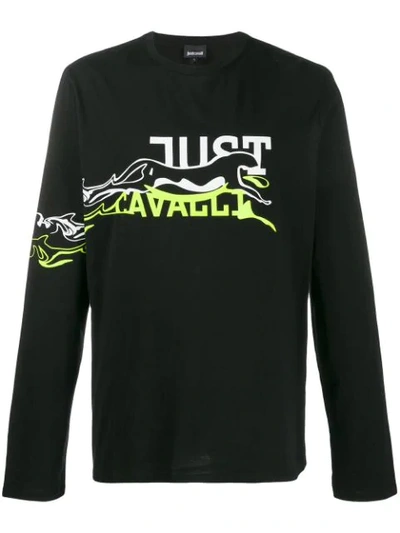 Shop Just Cavalli Printed Logo T-shirt In Black