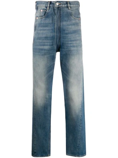 Shop Martine Rose Faded Effect Straight-leg Jeans In Blue