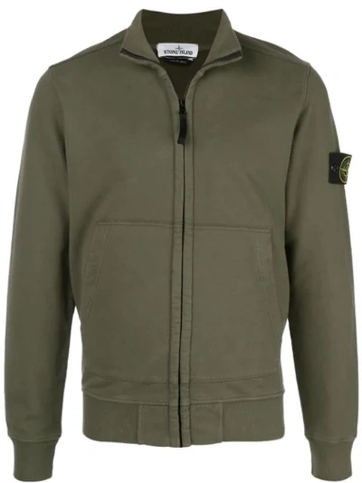 Shop Stone Island Zipped-up Jacket In Green