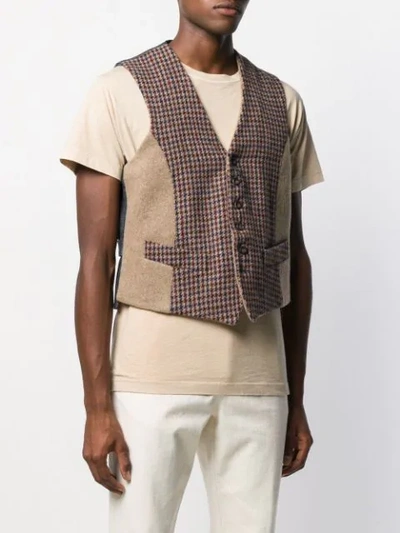 Shop Fortela Houndstooth Waistcoat In Pied De Poule