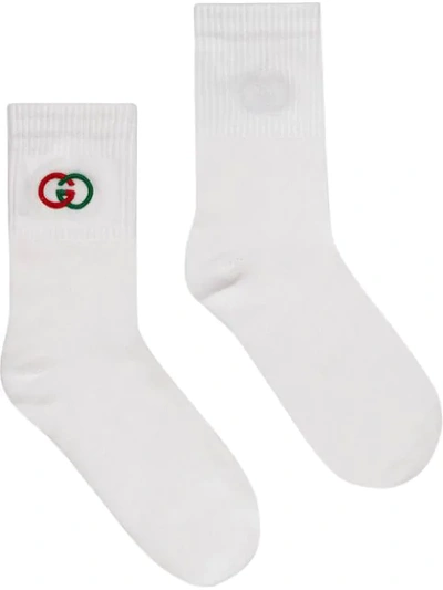Shop Gucci Gg Logo Socks In White