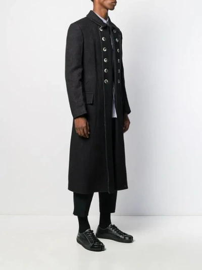 Shop Yohji Yamamoto Buttoned Lapel Coat In Black