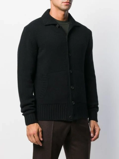 Shop Dell'oglio Open Collar Cardigan In Black