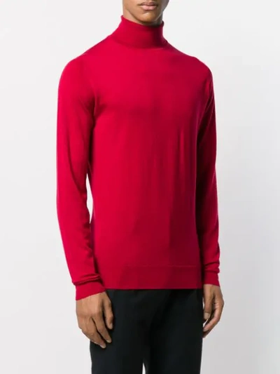 Shop John Smedley Cherwell Roll Neck Sweater In Red