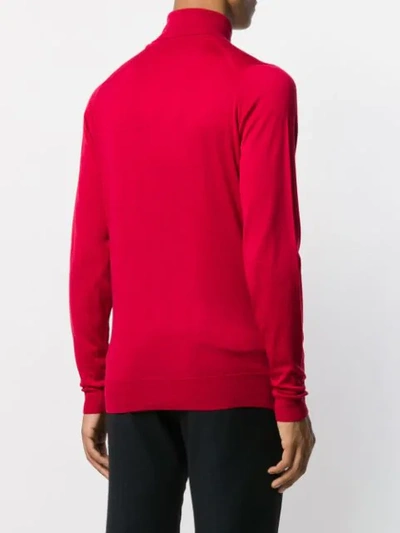 Shop John Smedley Cherwell Roll Neck Sweater In Red