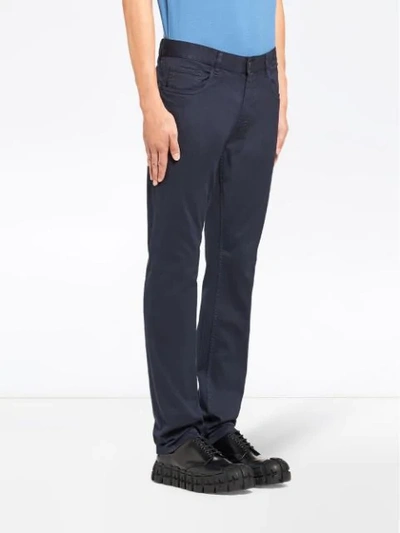 Shop Prada Low-rise Tapered Jeans In Blue