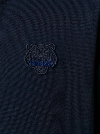 Shop Kenzo Logo Embroidery Cardigan In Blue