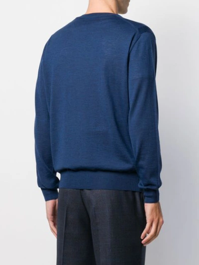 Shop Canali V-neck Sweater In Blue