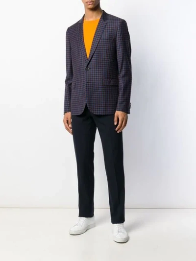 Shop Ps By Paul Smith Check Fitted Blazer In Blue