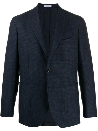 Shop Boglioli One-button Check Blazer In Blue