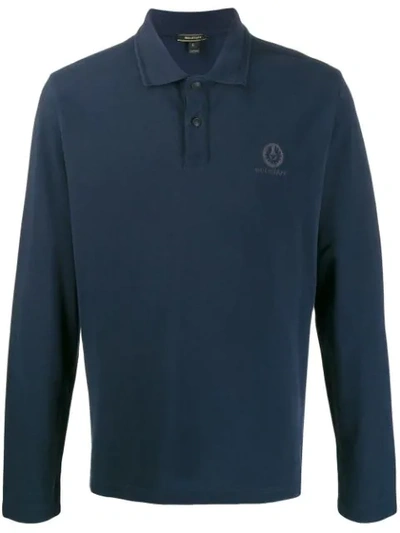 Shop Belstaff Knitted Polo Shirt In 80000 Navy