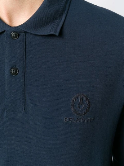 Shop Belstaff Knitted Polo Shirt In 80000 Navy