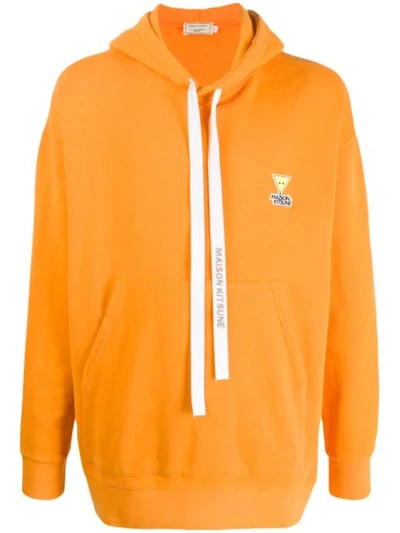 Shop Maison Kitsuné Chest Logo Hoodie In Orange