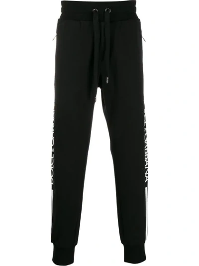 Shop Dolce & Gabbana Logo Stripe Track Pants In Black