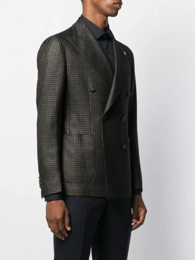 Shop Tagliatore Houndstooth Double-breasted Blazer In Black