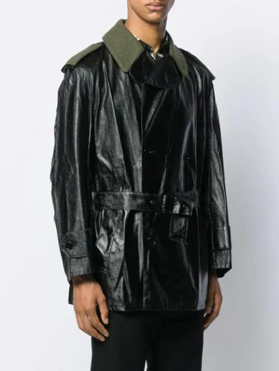 Pre-owned Jean Paul Gaultier Contrasting Short Trenchcoat In Black