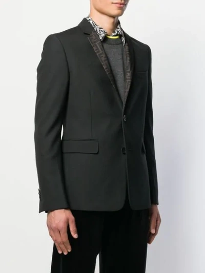 FENDI FF-LAPEL SINGLE-BREASTED BLAZER - 黑色