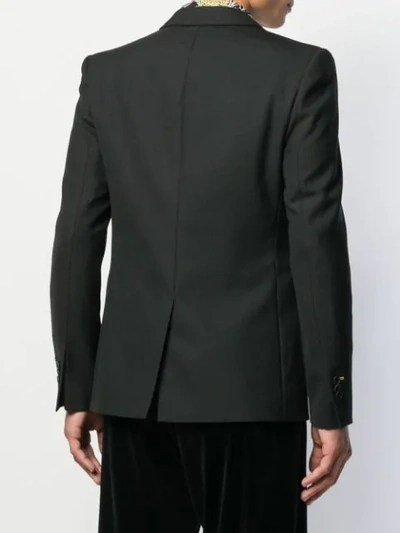 FENDI FF-LAPEL SINGLE-BREASTED BLAZER - 黑色