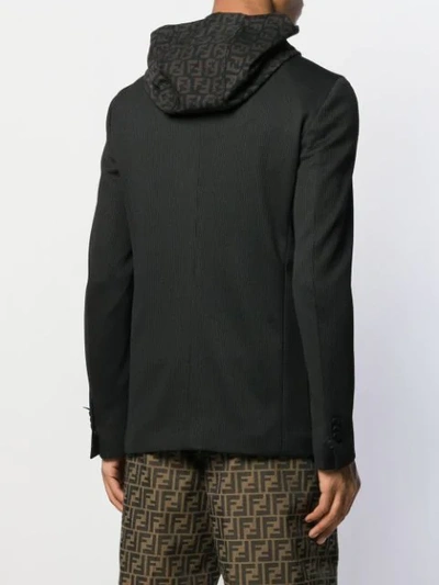Shop Fendi Hooded Jersey Blazer - Black