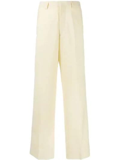 Shop Jacquemus Wide Leg Cropped Trousers In White